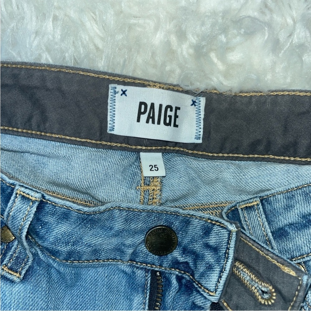 PAIGE High-Rise Light Wash Blue Denim Jeans